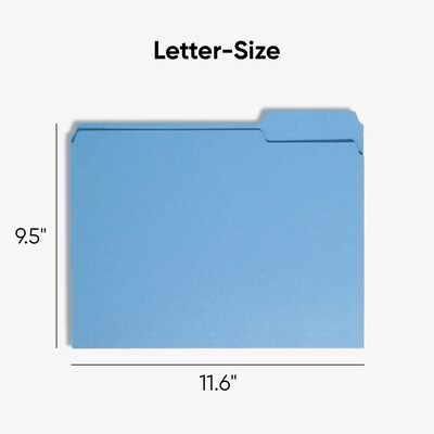 Smead File Folder, 1/3-Cut Tab, Letter Size, Blue, 100/Box (12043)