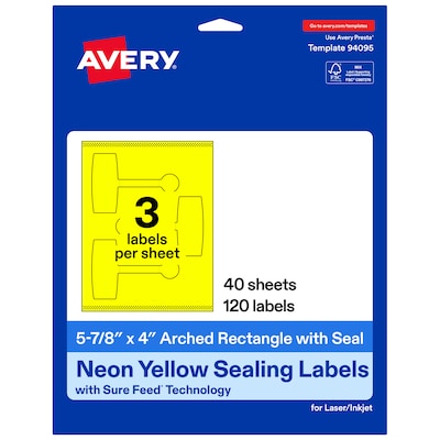 Avery Laser/Inkjet Multipurpose Labels, 5-7/8 x 4, Neon Yellow, 120 Labels/Box (19479370802)