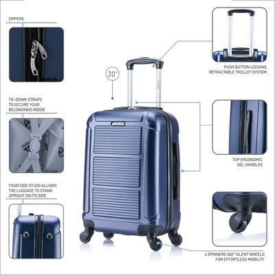 InUSA Pilot 20" Hardside Carry-On Suitcase, 4-Wheeled Spinner, TSA Checkpoint Friendly, Blue (IUPIL00S-BLU)