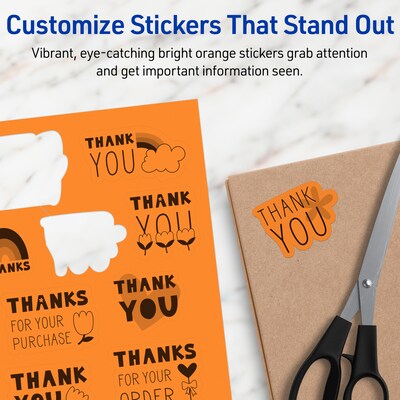 Avery Laser/Inkjet Multipurpose Rectangle Labels, 8.5" x 11", Bright Orange, 40/Pack (94269)