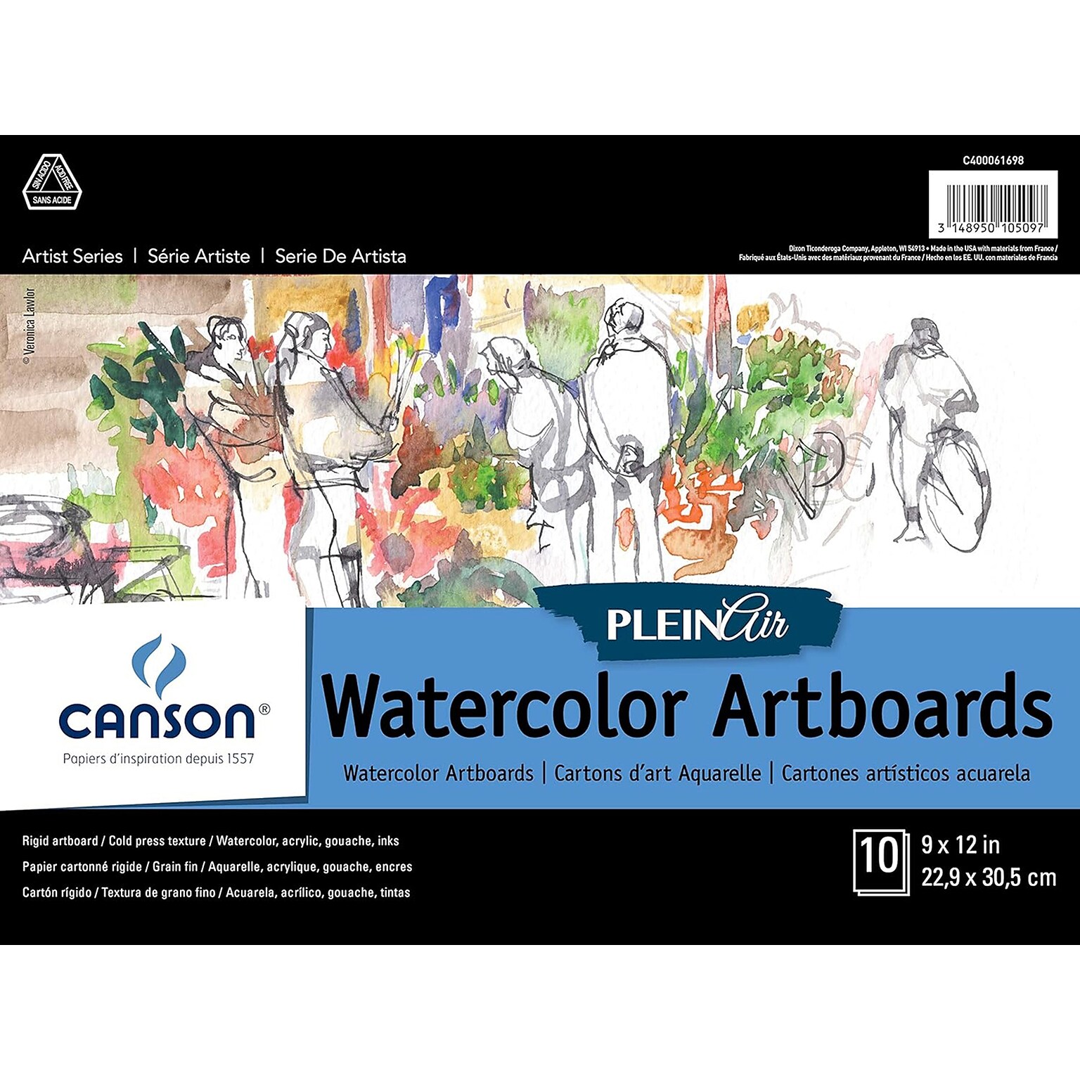 Canson Artist Series 9 x 12 Montval Plein Air Watercolor Sketch Pad, 10 Sheets/Pad (MCXC400061698)