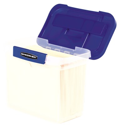 Bankers Box Locking File Portable Tote, Letter Size, Blue/Clear (0086301)