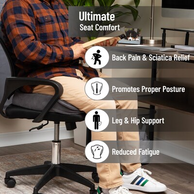 Mind Reader Memory Foam Office Chair Ergonomic Orthopedic Cushion, Gray (ORTHOCUSH-GRY)