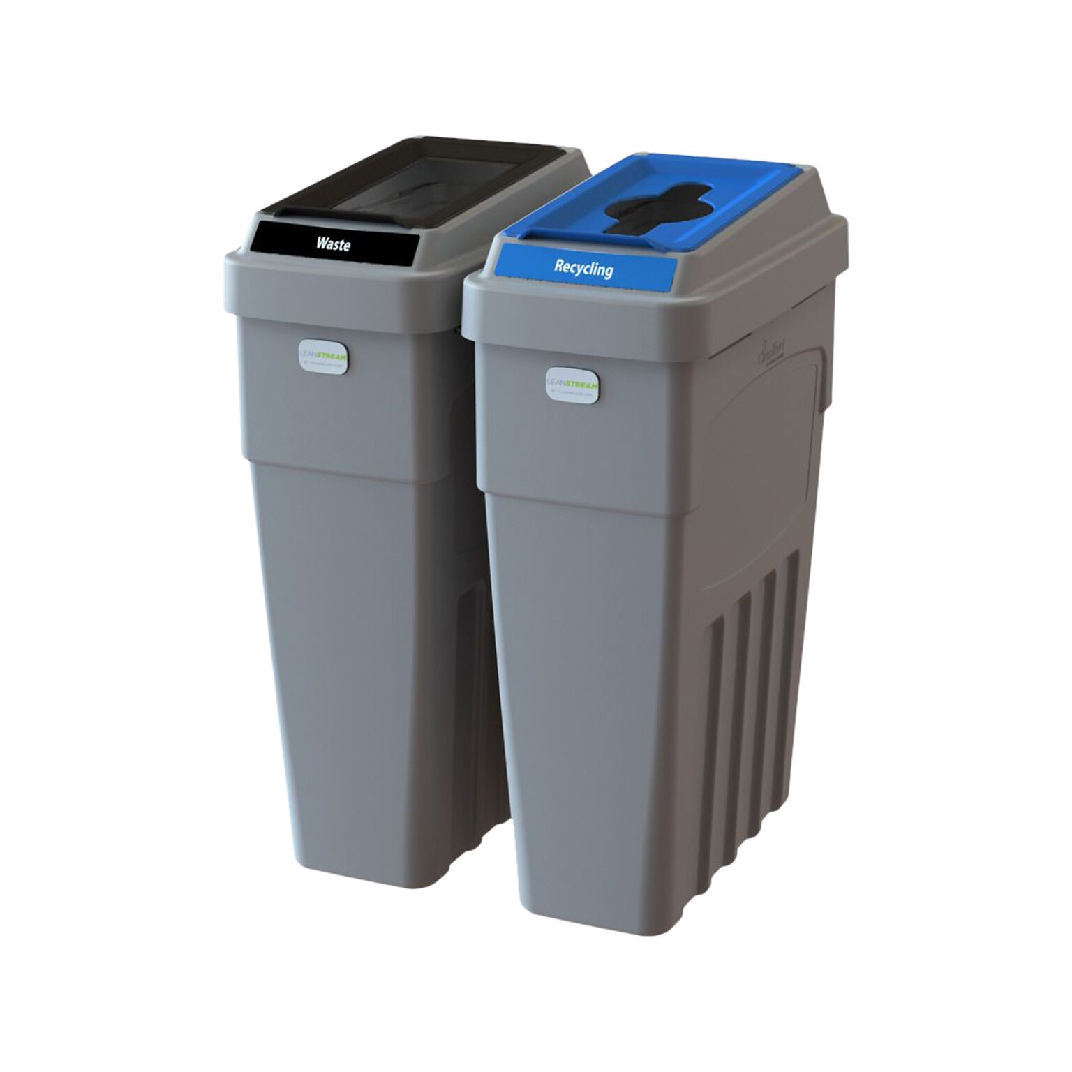CleanRiver LeanStream Plastic Dual-Stream Recycling Station, 46 Gallon, Gray (LS2-001)