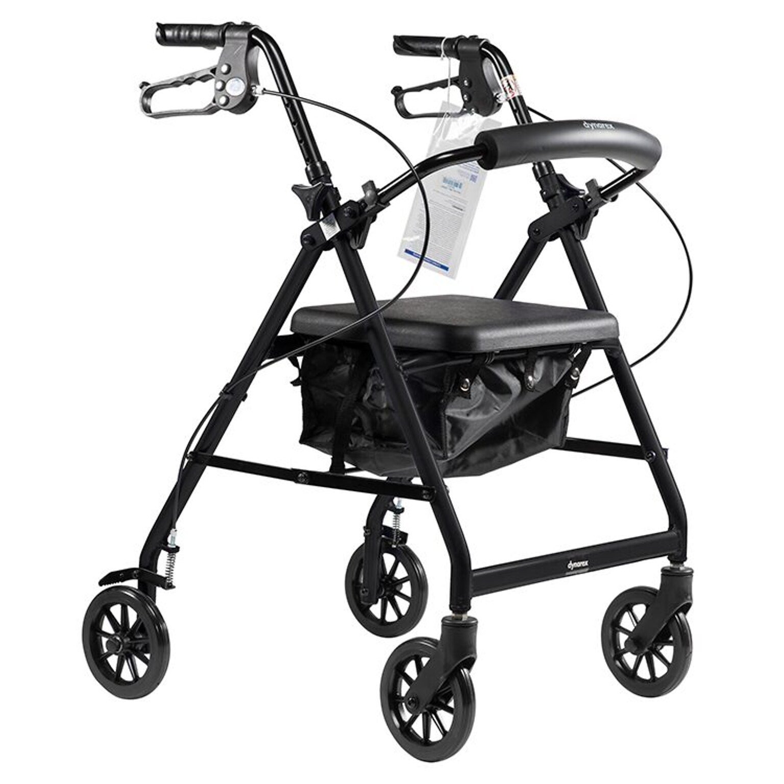 Dynarex DynaGo Quad 6, Aluminum Rollator, Black (10201BK)