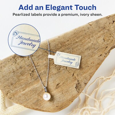 Avery Pearlized Ivory Decorative Edge Multipurpose Labels, .5 x 2.5, Ivory, 450/Pack (94749)