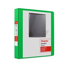 Staples® Standard 1.5 3 Ring View Binder with D-Rings, Green (58652)
