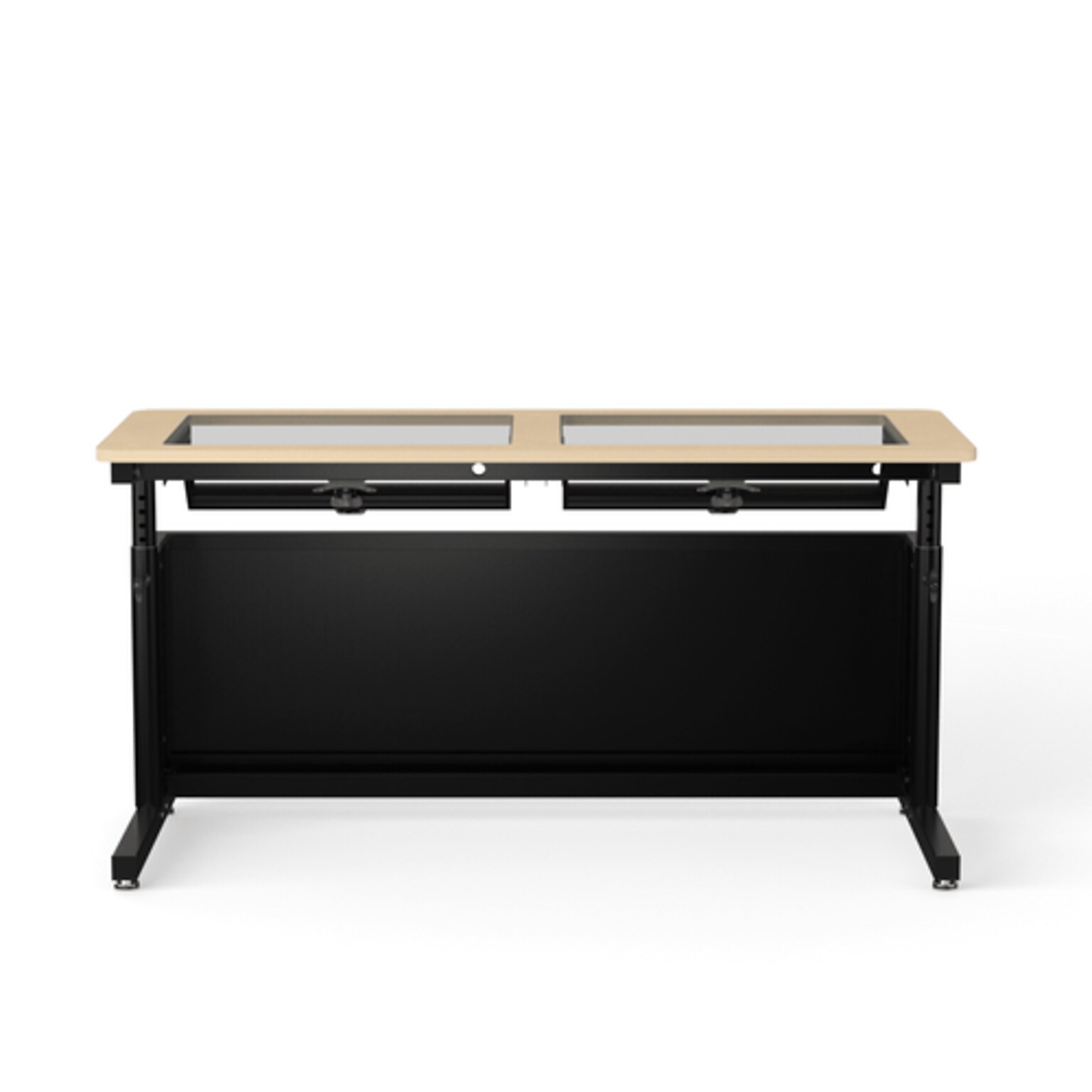VersaDesk Downview 60W Manual Adjustable Standing Computer Table, Maple/Black (DVT6024-BM)