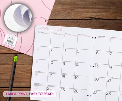 2027-2028 Overland Travelware 0.25" x 8.5" Calendar Year Monthly Standard Planner, Paperboard Cover, Pink (90697)