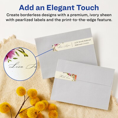 Avery Pearlized Ivory Rectangle Multipurpose Labels, 1.75 x 7.75, Ivory, 500/Box (94232)