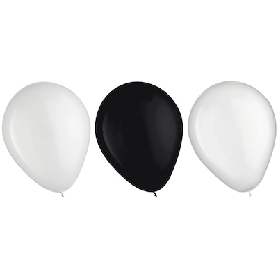 Party City Color Mix Balloons 11 Latex, Black & White, 15/Pack (AM112124)