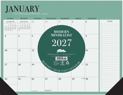 2027 Willow Creek Modern Minimalist 22 x 17 Monthly Desk Pad Calendar, Assorted Colors (66591)