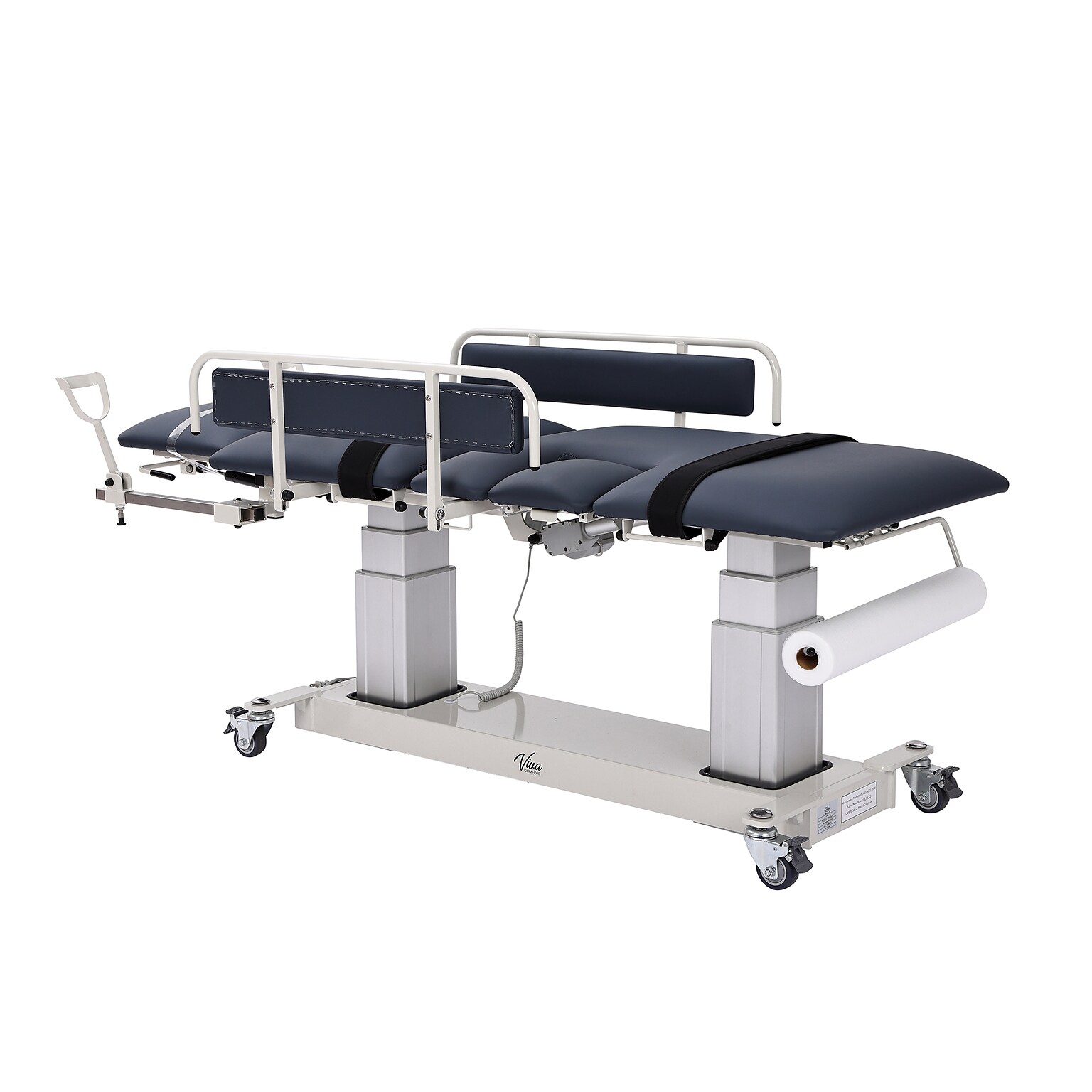 Viva Comfort Electric Height Adjust Imaging Exam Table with Drop Window and Stirrups, 550 lbs Capacity, Blue (ADI903-04-KIT-MK)