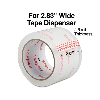 Staples® Moving and Storage Packing Tape, 2.83" x 54.6 yds, Clear, 6/Pack (ST-XW26-6)