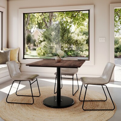 Flash Furniture Acadia Square Wooden Dining Table with Round Base, 36"D x 36"W, Dark Brown/Black Base (STSQ36WBRTR24)