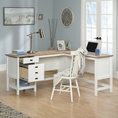 Sauder Cottage Road 65"W L-Shaped Desk, Soft White (428225)