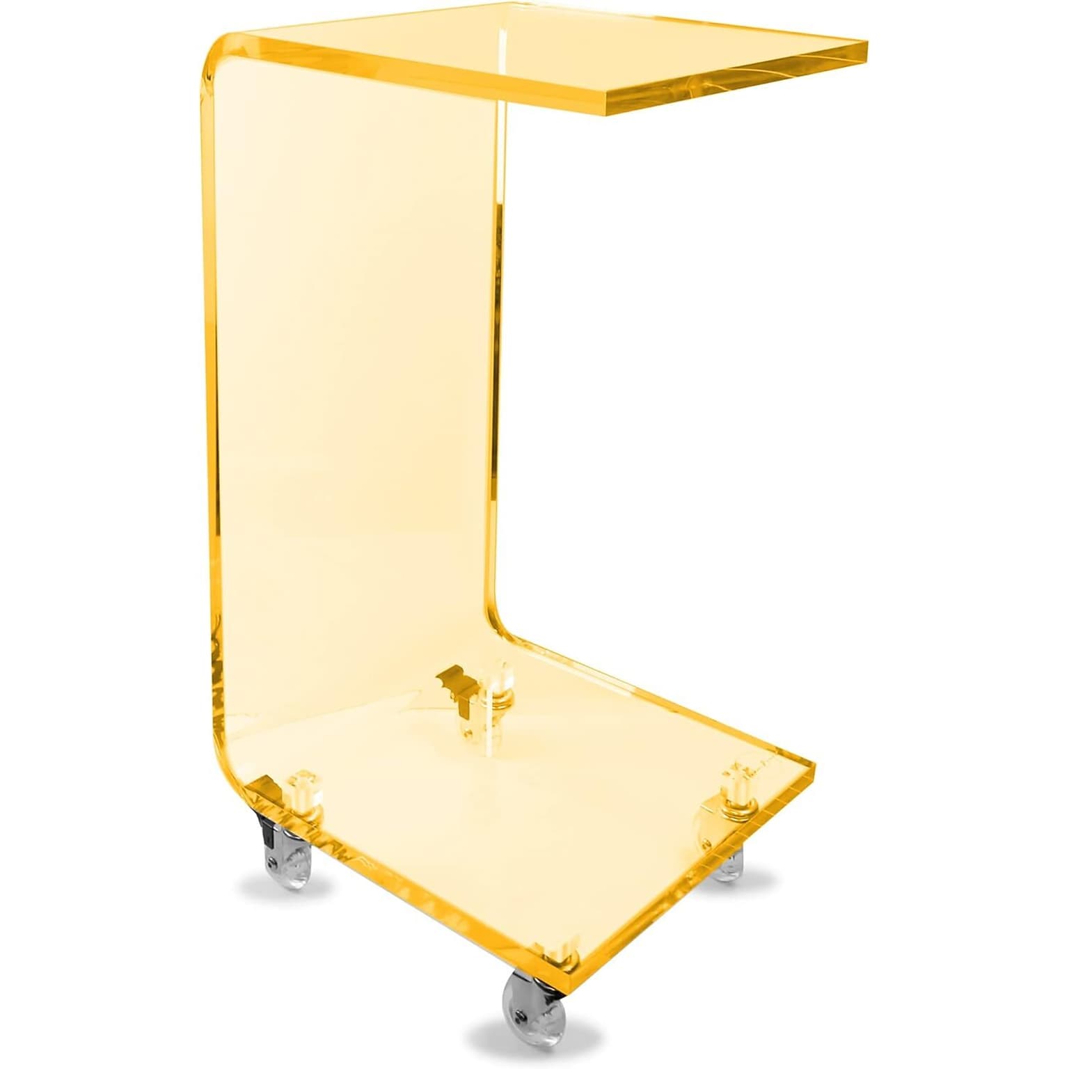 Designstyles Luxurious Acrylic C-Shaped Table on Wheels, Golden (DST-ACTGNE)
