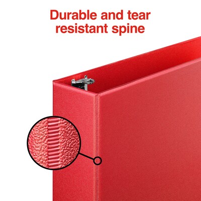 Staples® Standard 2" 3 Ring Non View Binder with D-Rings, Red (26305-CC)