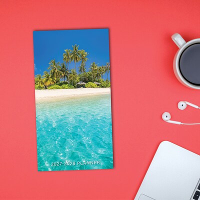 2026-2028 Willow Creek Tropical Beaches 3.5" x 6.5" Monthly Pocket/Wallet Calendar, Assorted Colors (65693)