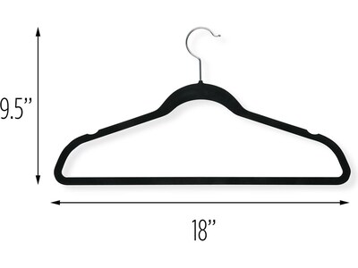 Honey-Can-Do Metal Slim-Profile Nonslip Velvet Hanger, Black, 20/Pack (HNG-09809)