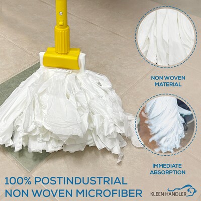 BISON LIFE Kleen Handler String Non Woven Disposable Wet Mop Head, 12 oz., White, 24/Pack (BP-ES-NWFSM-W-1A)