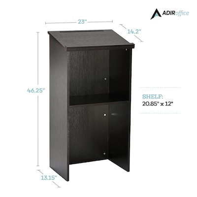 AdirOffice 46"H Floor Standing Lectern with Adjustable Shelf, Black (661-01-BLK)