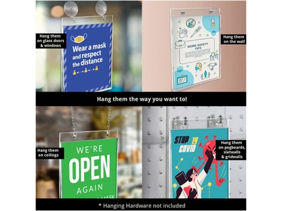 Azar Sign Holder, 17" x 22", Wall Mounted, Clear Acrylic, 2/Pack (162728-2PK)