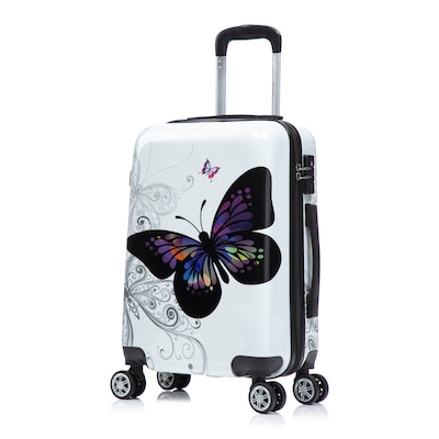 InUSA 20 Hardside Butterfly Carry-On Suitcase, 4-Wheeled Spinner, TSA Checkpoint Friendly, Butterfly (IUAPC00S-BUT)