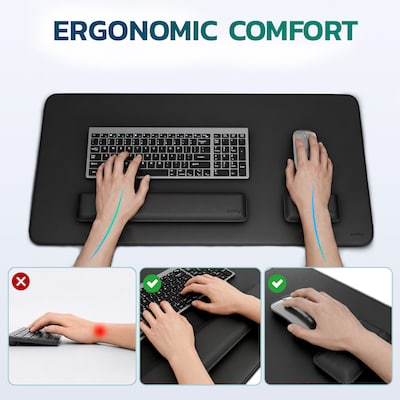 Purely MP47 3-Piece Desk Pad Set with Ergonomic Keyboard and Mouse Wrist Rests, Black (PCCMP47BK)
