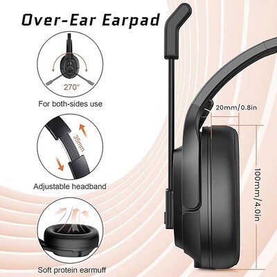 EKSAtelecom H1 Pro Telecom Bluetooth Trucker Headset, Black (T-AM01-03)
