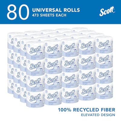 Scott Professional Essential Recycled Toilet Paper, 2-ply, White, 473 Sheets/Roll, 80 Rolls/Case (13