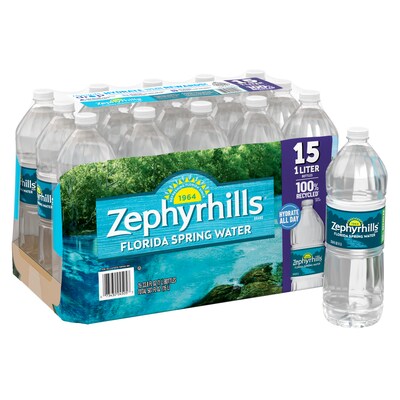 Zephyrhills 100% Natural Spring Water, 33.8 oz., 15 Bottles/Carton (11475332)