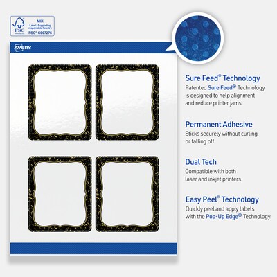 Avery Rectangle Laser/Inkjet Multipurpose Labels, 4" x 3-1/3", White, 40/Pack (19479370902)