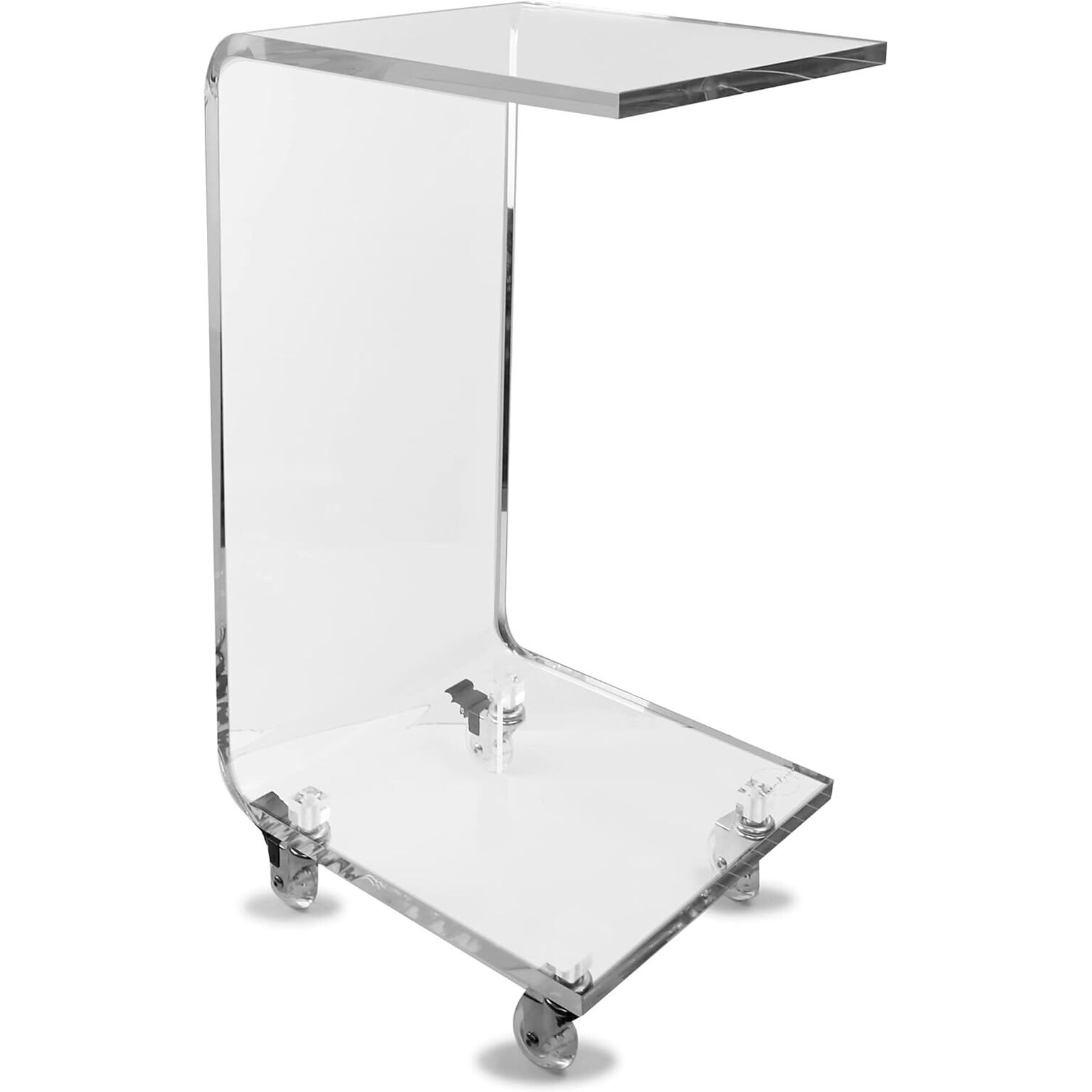 Designstyles Luxurious Acrylic C-Shaped Table on Wheels, Grey Mist (DST-ACTGME)