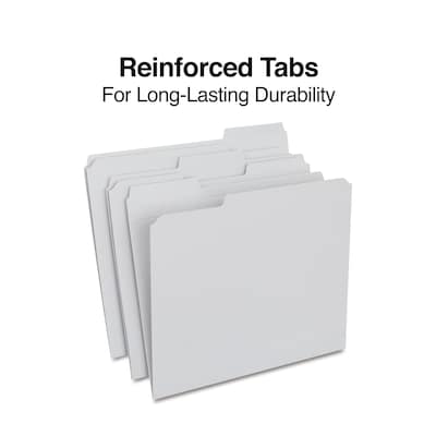 Staples® Reinforced File Folders, 1/3 Cut Tab, Letter Size, Gray, 100/Box (TR508895)