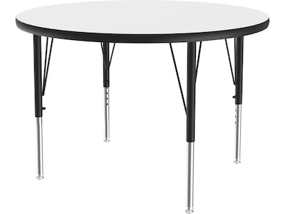 Correll 36 Round Activity Table, Height-Adjustable, Frosty White/Black (A36DE-RND-80)