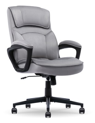 Serta Comfort Classic Ergonomic Velvet Fabric Swivel Executive Chair, Gray (CCHR10005A)