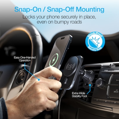 Naztech MagLock MagSafe Charging Qi v2.0 Vent Car Mount, 15W, Black (16125)