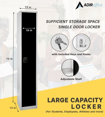 AdirOffice 72'' Single Tier Black Storage Locker, 4/Pack (629-201-BLK-4PK)