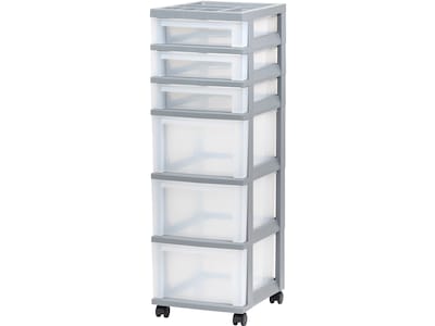 Iris 6-Drawer Storage Cart, Gray/Translucent White (585087)