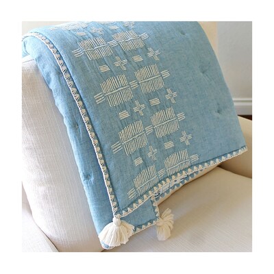 Baby Crane Kendi Quilted Blanket, Blue (BC-130QB)