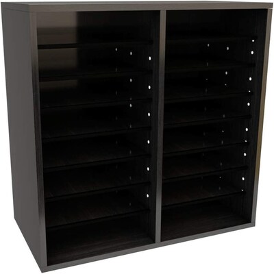AdirOffice 500 Series 16-Compartment Literature Organizers, 20" x 11.8", Black, 2/Pack (500-16-BLK-2PK)