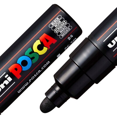 POSCA PC-7M Water Based Paint Marker, Broad Bullet Tip, Black, 2/Pack (UBCPC7MBLACK-2)
