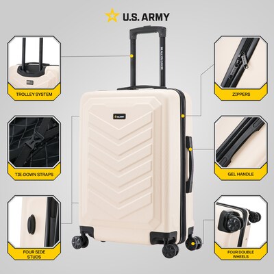 US Army FOX 24 Hardside Suitcase, 4-Wheeled Spinner, TSA Checkpoint Friendly, Sand (USLFOX00M-SAN)