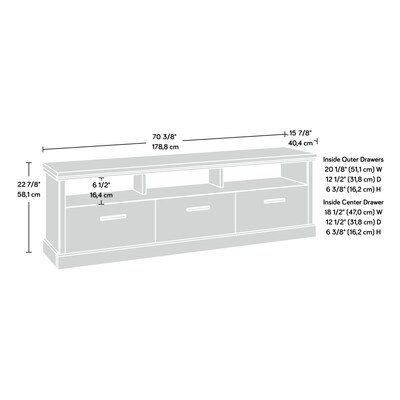 Sauder Aspen Post Credenza TV Stand, Screens up to 70", Prime Oak (433961)