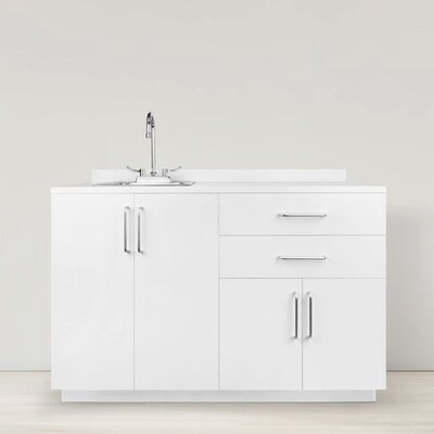 Viva Comfort 36.32'' Exam Room Storage Cabinet With Left Sink, 2-Shelves, 2-Drawers, Gray (ADI902-B-48-L-GRY)
