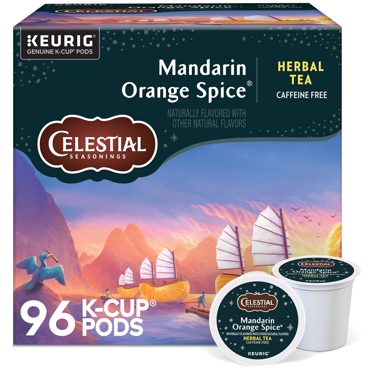 Celestial Seasonings Mandarin Orange Spice Tea, Keurig® K-Cup® Pods, 96/Carton (14735)