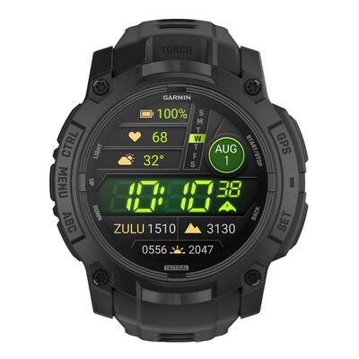 Garmin Instinct 3 Tactical Edition AMOLED GPS Smartwatch with Silicone Band, Black, 50mm (010-03020-50)