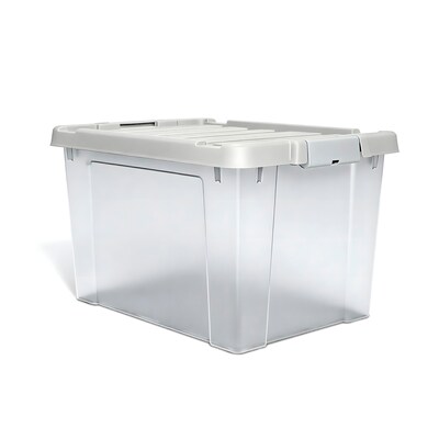 TRU RED 78.4 Qt Storage Bin with Latching Lid, Clear Plastic Tote, Large Stackable Storage Organizer