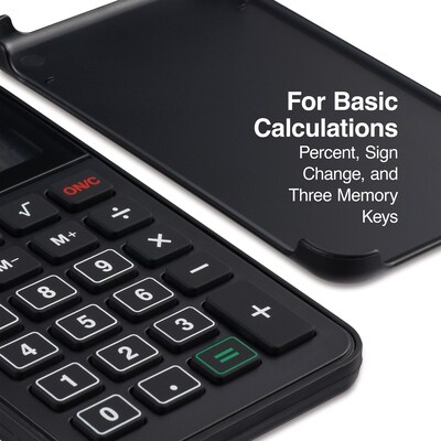 Quill Brand® 10-Digit Solar and Battery Basic Calculator, Black (ST150-CC)